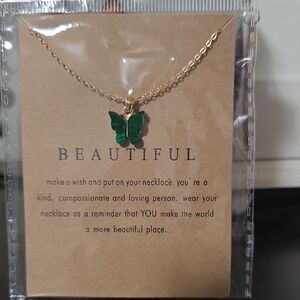 Beautiful Acrylic Green Butterfly Necklace